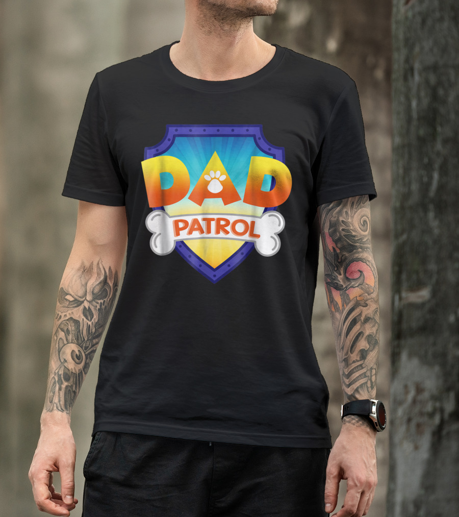 Paw Print Dad Patrol Shield Emblem T-Shirt