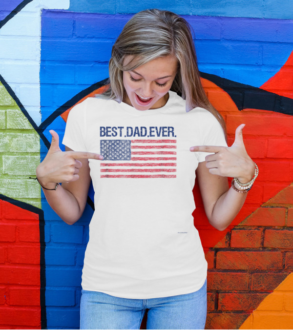Best Dad Ever Cool Premium American Flag T-Shirt