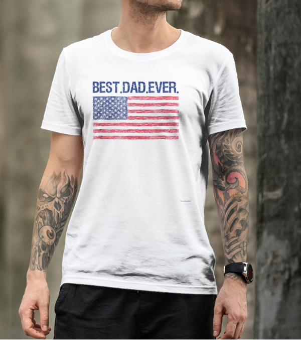 Best Dad Ever Cool Premium American Flag T-Shirt