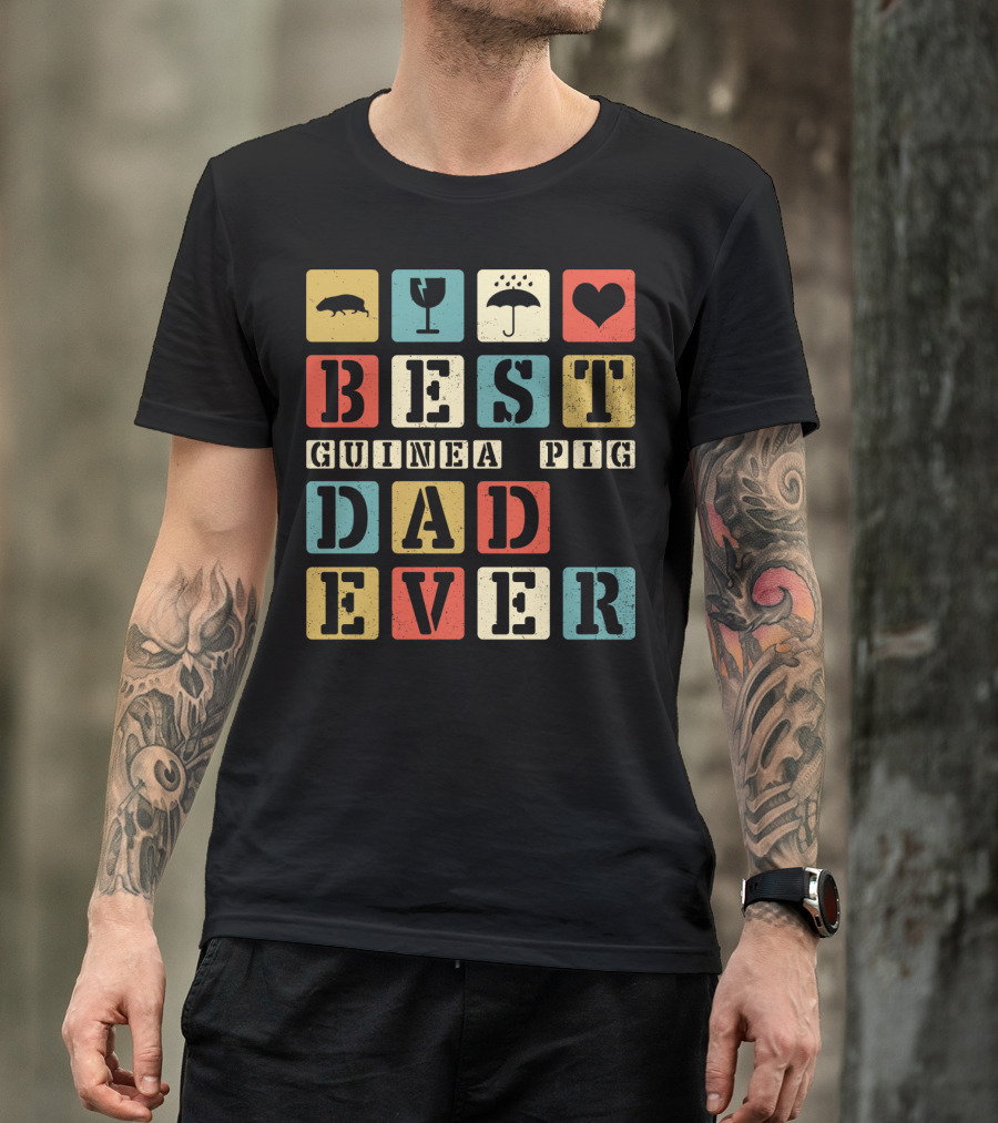 BEST GUINEA PIG DAD EVER VINTAGE STYLE81 RETRO BLOCK LETTERS T-Shirt