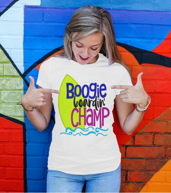 Boogie Boardin' Champ Surfing Summer Dad43 T-Shirt