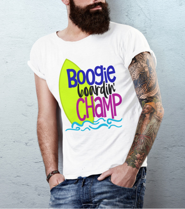 Boogie Boardin' Champ Surfing Summer Dad43 T-Shirt