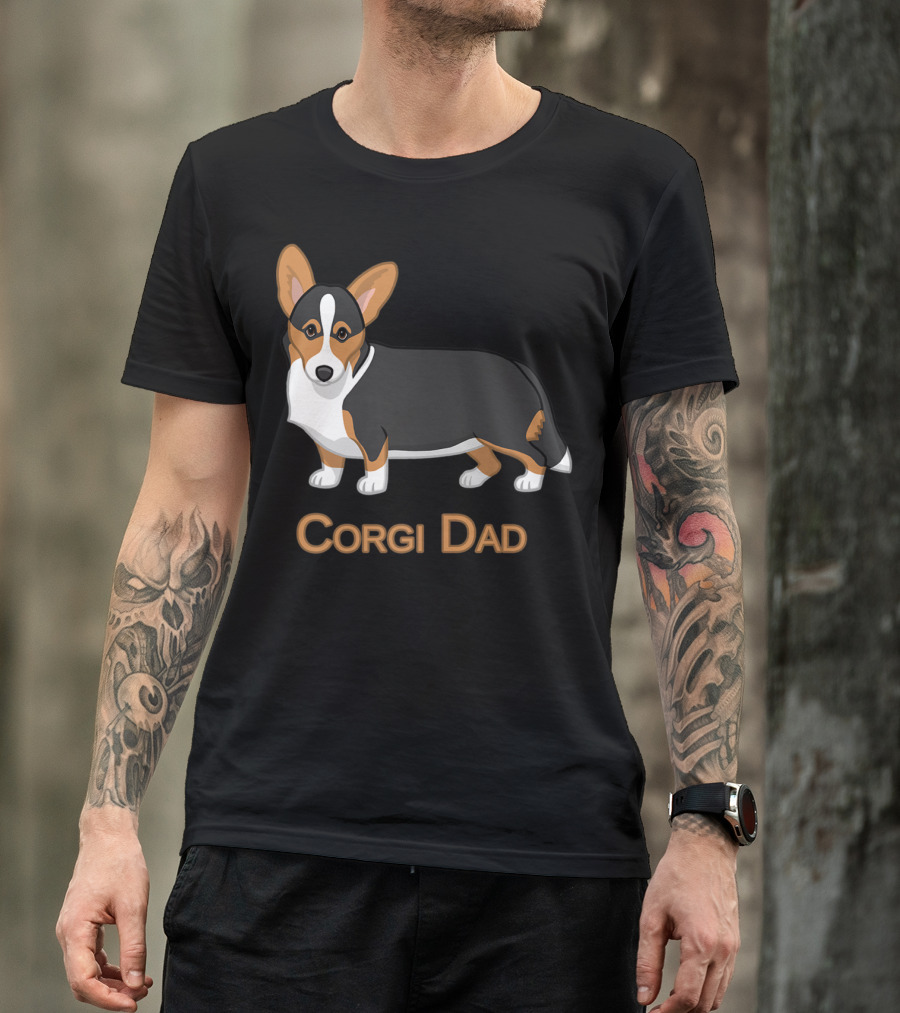 Corgi Dad Cute Black Tan Cardigan Welsh T-Shirt