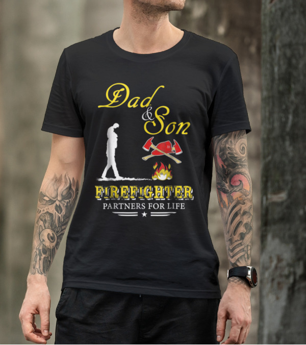 Dad And Son Firefighter Partners For Life T-Shirt