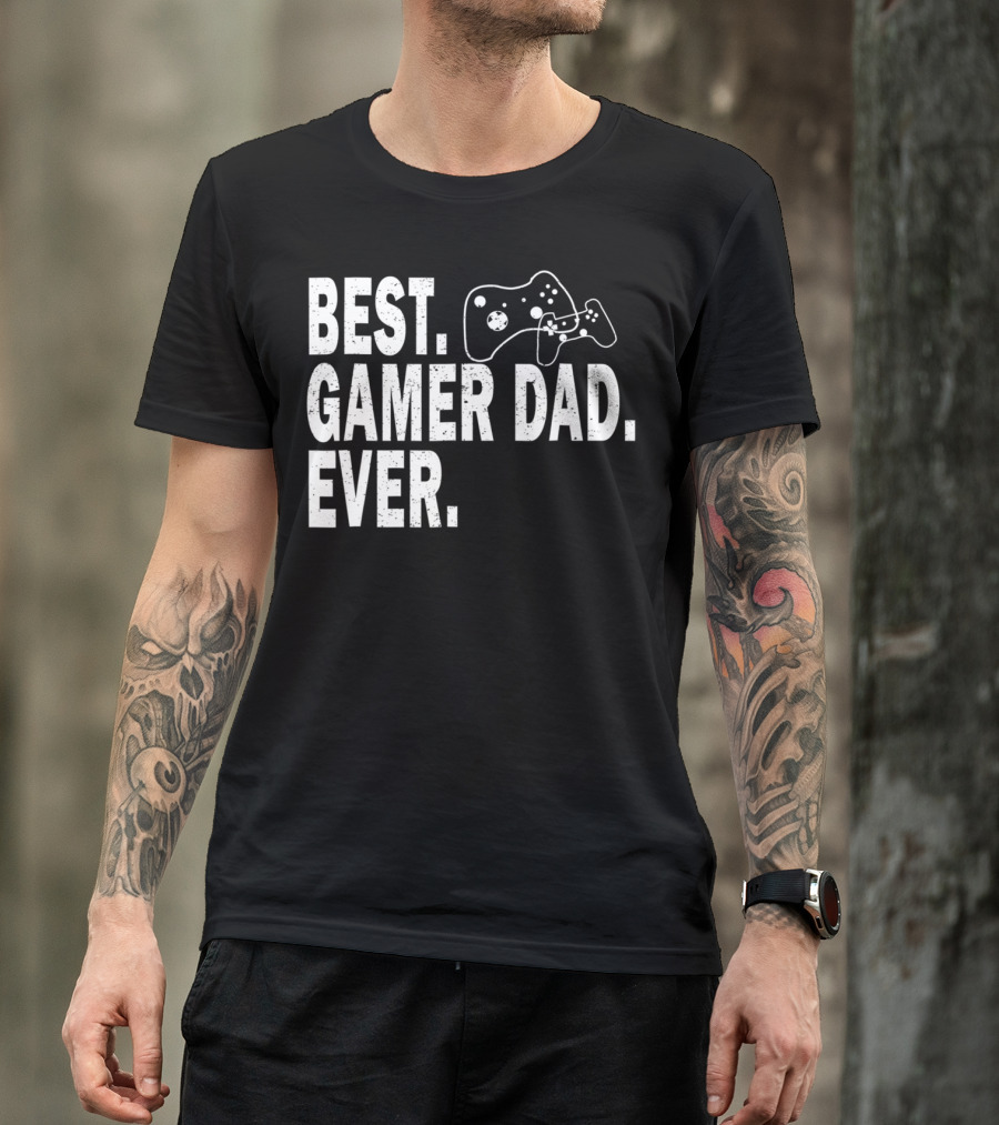 Best Gamer Dad Ever Funny Father Gaming Controller T-Shirt