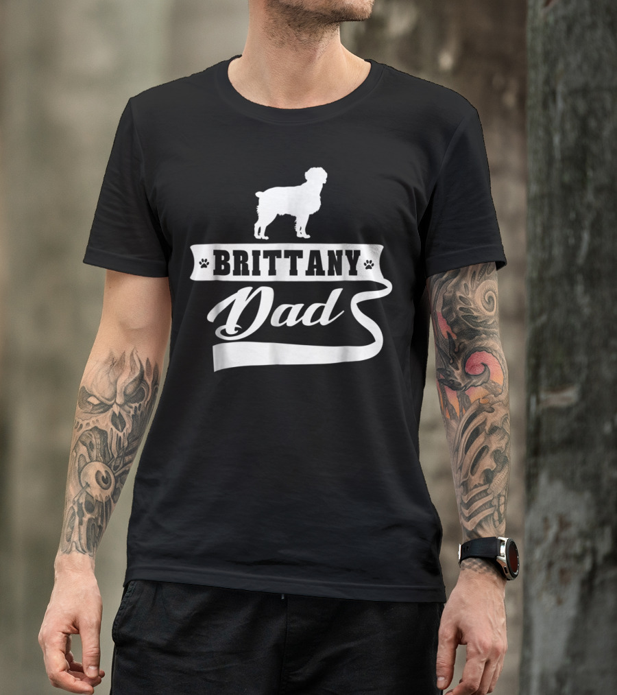 Brittany Dad Dog Lover Mens Canine Animal Owner T-Shirt