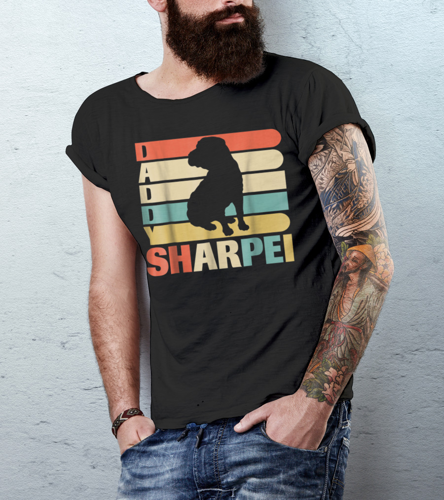 Daddy Sharpei Vintage Love Dog43 Retro T-Shirt