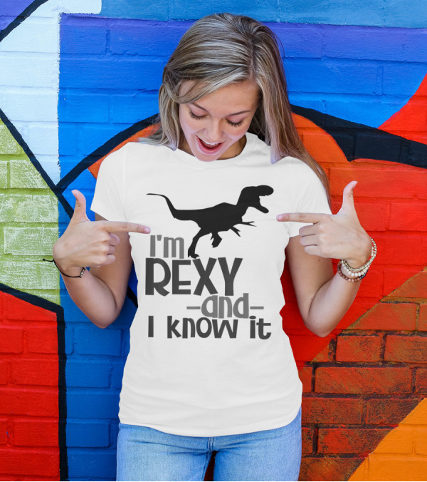 I'm Rexy And I Know It Dinosaur TRex Daddy Kids Dad Matching Son Daughter T-Shirt