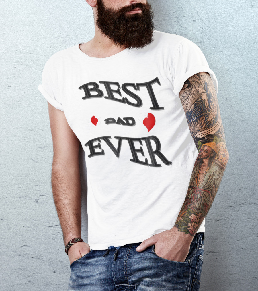 BEST DAD EVER Heart Design Bonus Sticker28 T-Shirt
