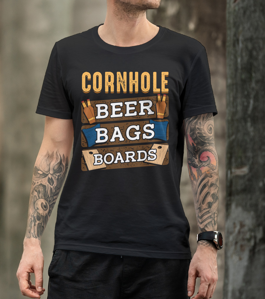 Cornhole Beer Bags Boards Game Dad87 T-Shirt