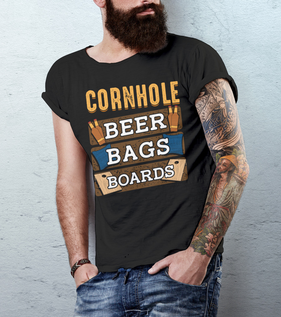 Cornhole Beer Bags Boards Game Dad87 T-Shirt