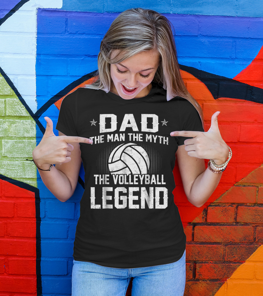 Dad The Man The Myth The Volleyball Legend Star Emblem T-Shirt