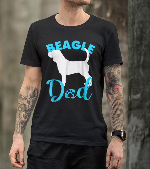 BEAGLE DAD Dog Silhouette Paw Prints T-Shirt