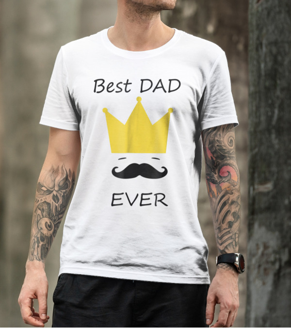 Best Dad Ever Yellow Crown Mustache T-Shirt