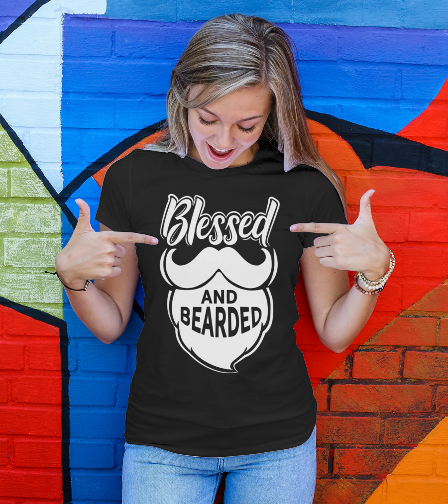 Blessed And Bearded Funny Dad Beard Men T-Shirt