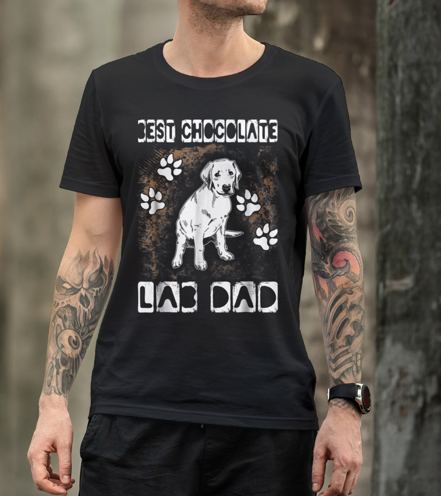 Best Chocolate Lab Dad Paw Print Labrador T-Shirt