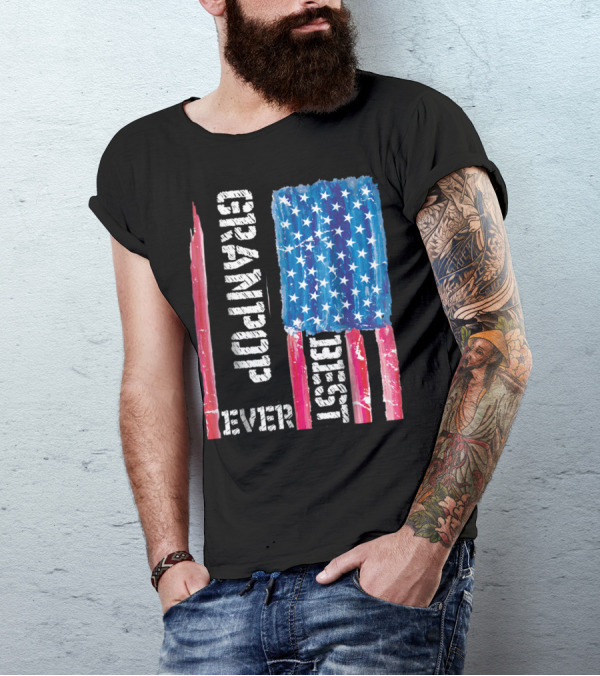 Best Grandpop Ever American Flag Grandfather Patriotic T-Shirt
