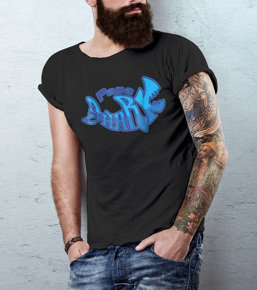 Papa Shark Cute Stylist Dad Fathers Husband91 T-Shirt
