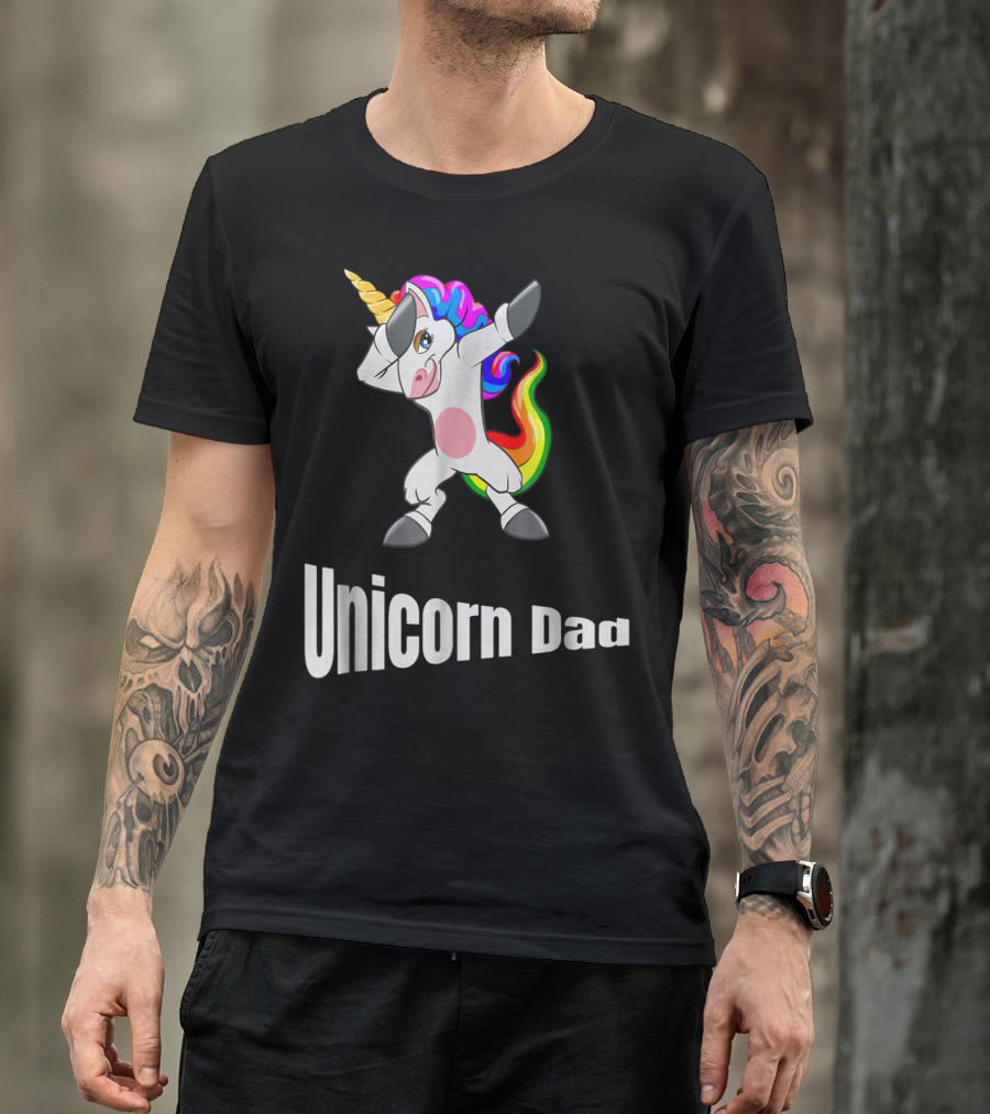 Dabbing Unicorn Dad Rainbow Birthday T-Shirt