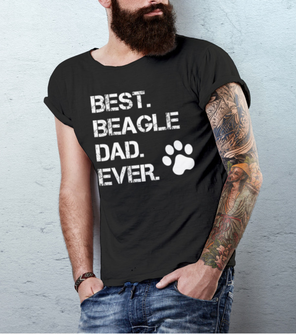 Best Beagle Dad Ever Dog Animal Lover Paw Prints T-Shirt