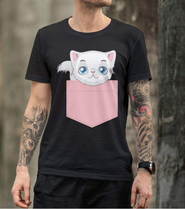 Cat In Pocket For Cat Mom Cat Dad And Cat Lovers Cute Kitty T-Shirt