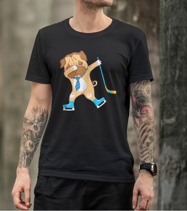 Dabbing Ice Hockey Dog Best Dad Ever Boys T-Shirt