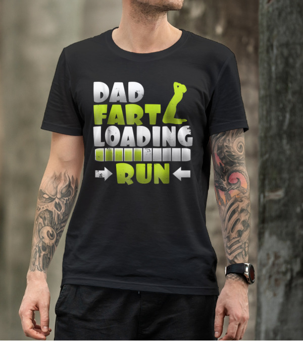 Dad Fart Loading Run Progress Bar Silhouette Arrows T-Shirt