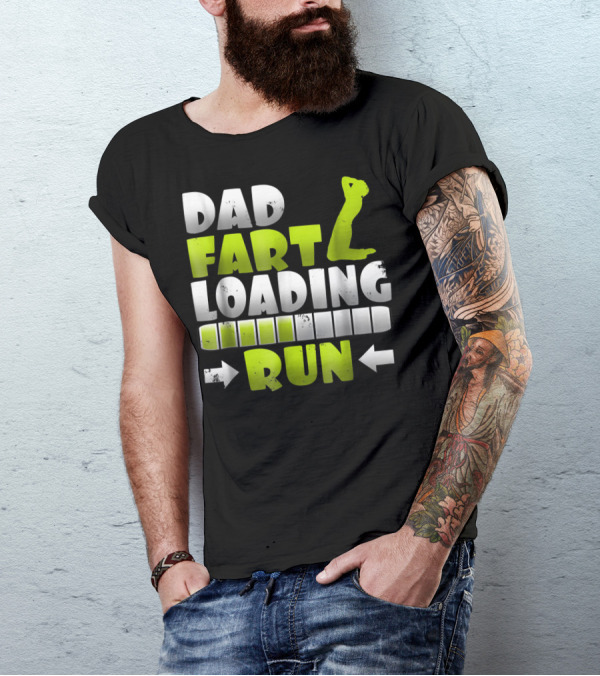 Dad Fart Loading Run Progress Bar Silhouette Arrows T-Shirt