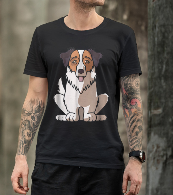Australian Shepherd Sitting Waiting For Holidays Dad Dog T-Shirt