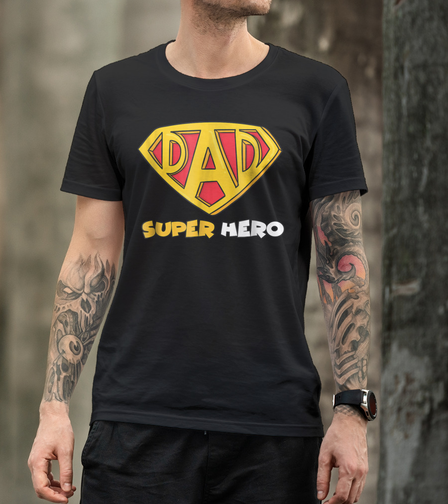 DAD Superhero Iconic Symbol Bold Text Superman T-Shirt
