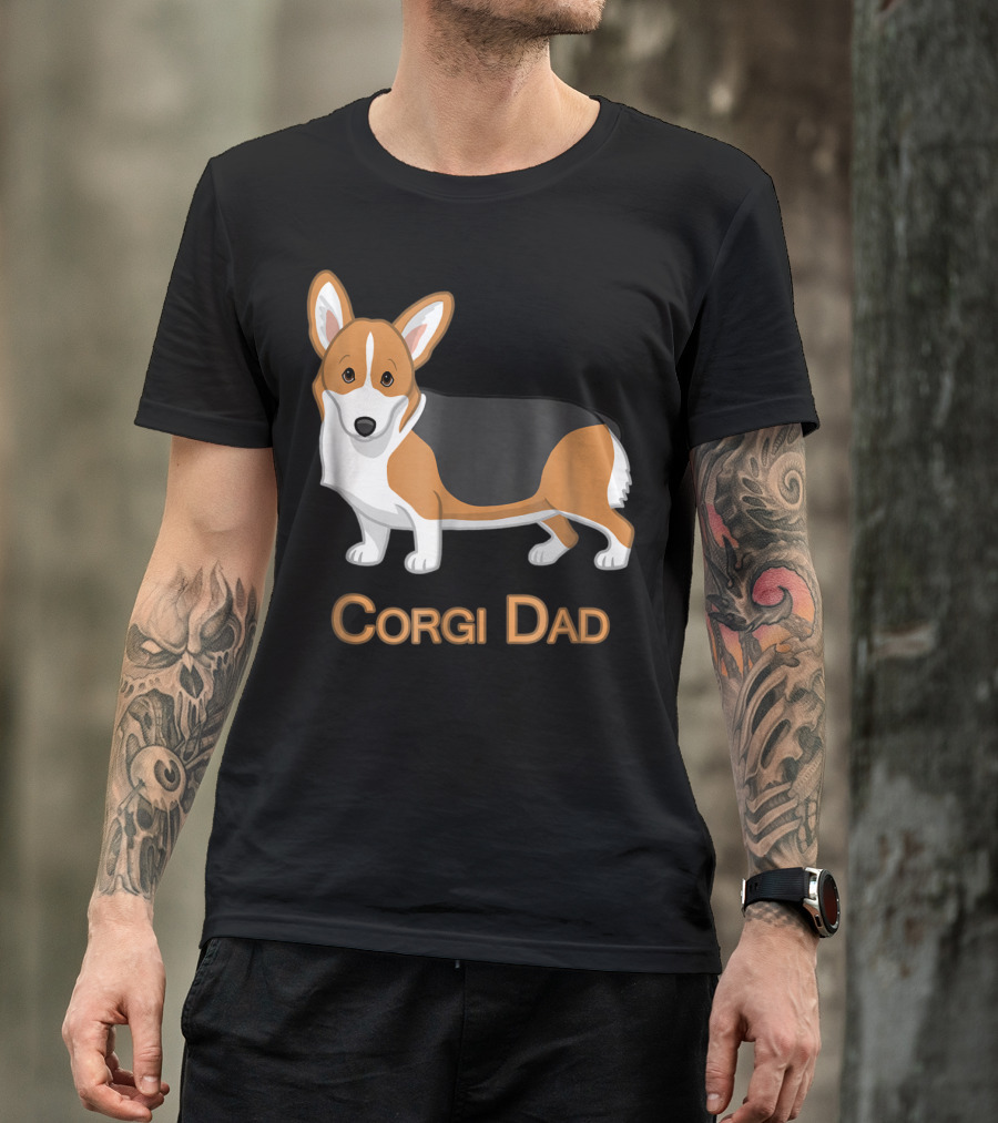 Corgi Dad Cute Red Tricolor Welsh Corgi Lovers T-Shirt