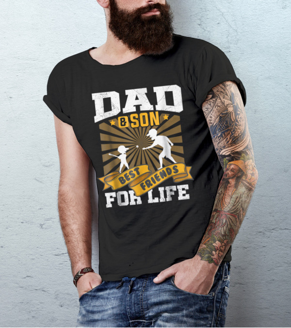 Dad And Son Best Friends For Life Baseball T-Shirt