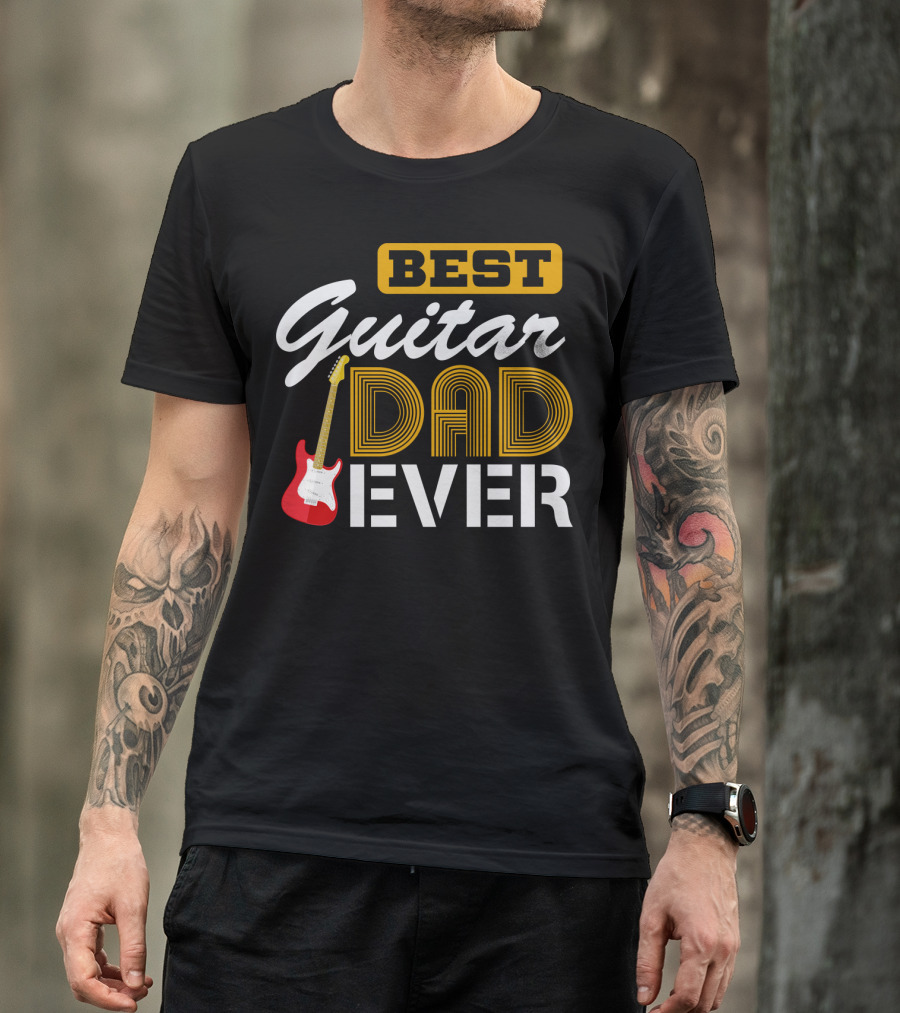 BEST Guitar Dad Ever With Red Electric Guitar T-Shirt