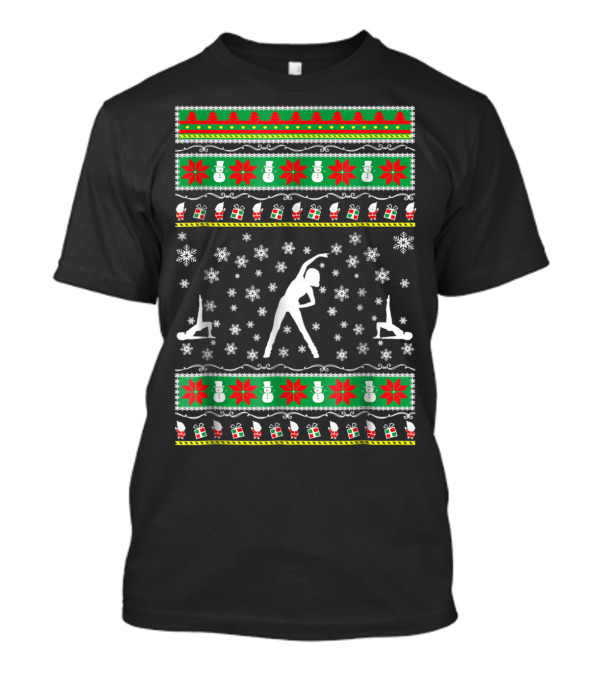 Aerobics Ugly Christmas Sweater Style Snowmen Santa Presents T-Shirt