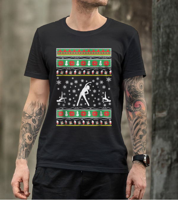 Aerobics Ugly Christmas Sweater Style Snowmen Santa Presents T-Shirt