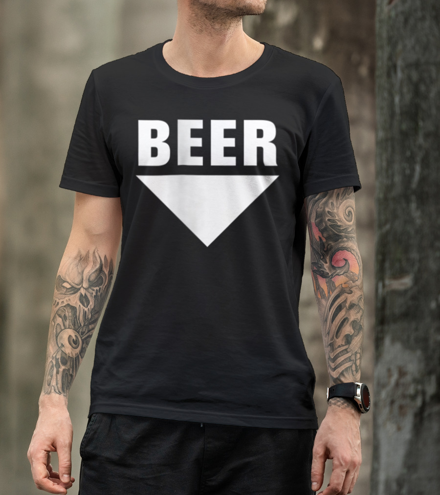 BEER Belly Arrow Label Expecting Joke T-Shirt