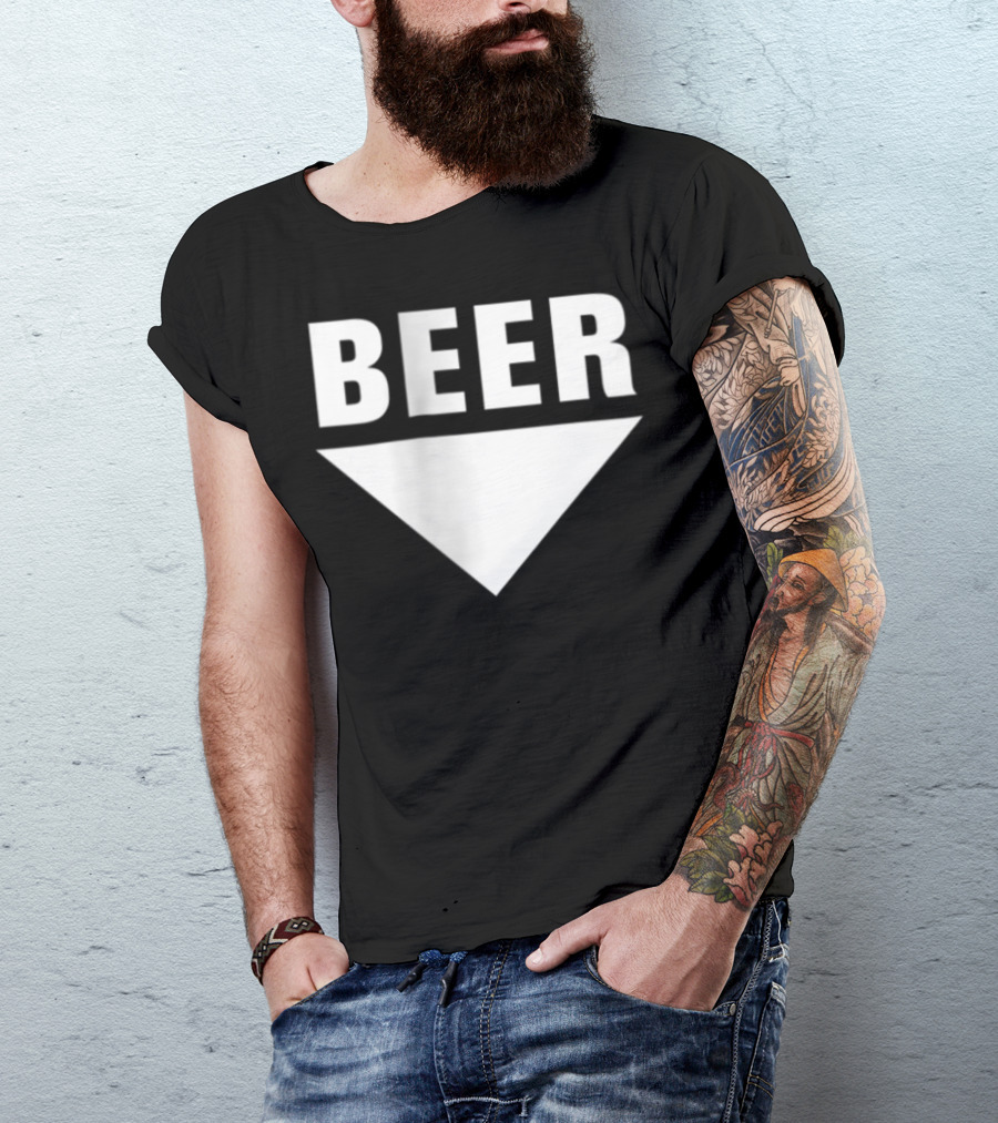 BEER Belly Arrow Label Expecting Joke T-Shirt
