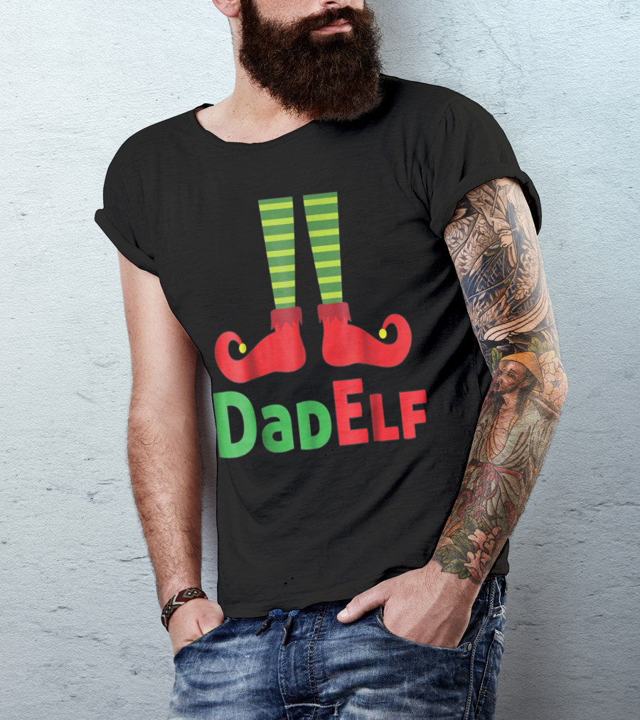 Dad Elf Christmas Family Matching Pajama Party T-Shirt