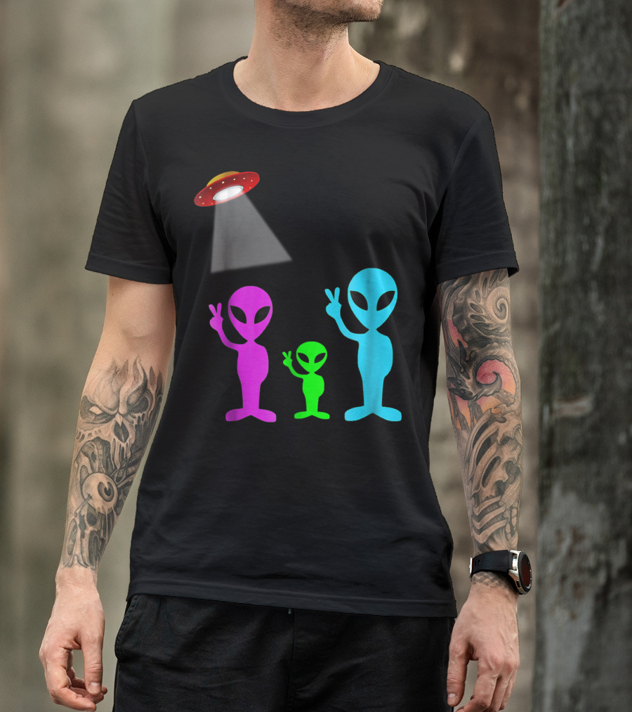 Alien Visitors Fun Space Science Wear Lt88 Peaceful Encounters T-Shirt