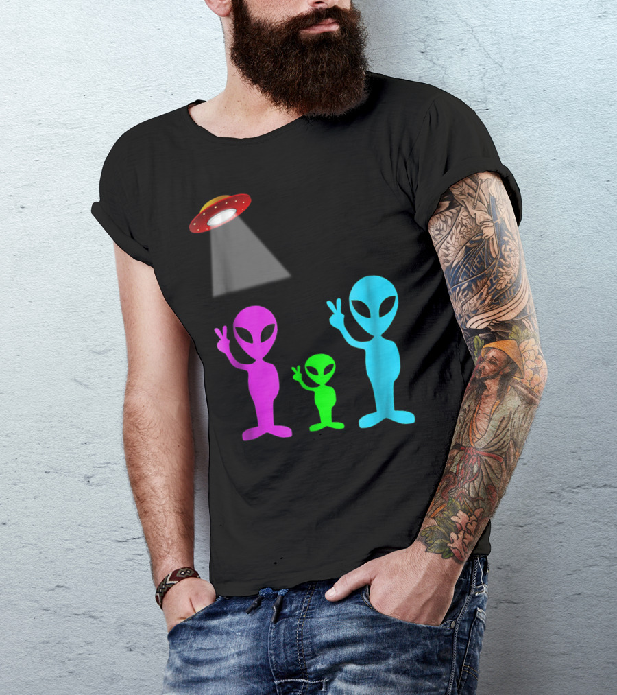 Alien Visitors Fun Space Science Wear Lt88 Peaceful Encounters T-Shirt