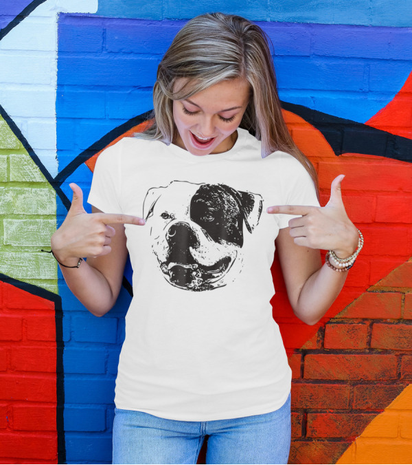 American Bulldog Dog Mom Or Dad Face T-Shirt