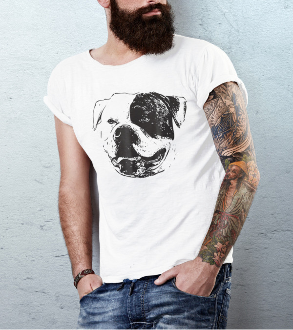 American Bulldog Dog Mom Or Dad Face T-Shirt