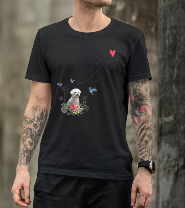 Bichon Frise Let Things Go Kids68 Butterfly Flowers Heart T-Shirt
