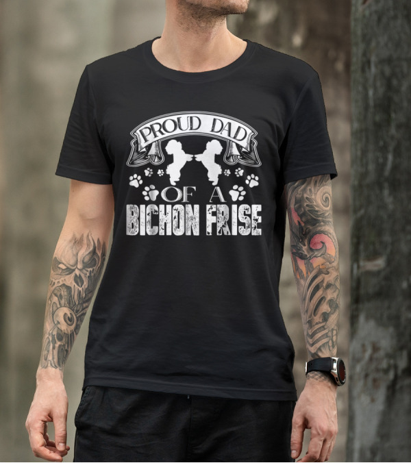 Proud Dad Of A Bichon Frise Paw Prints T-Shirt