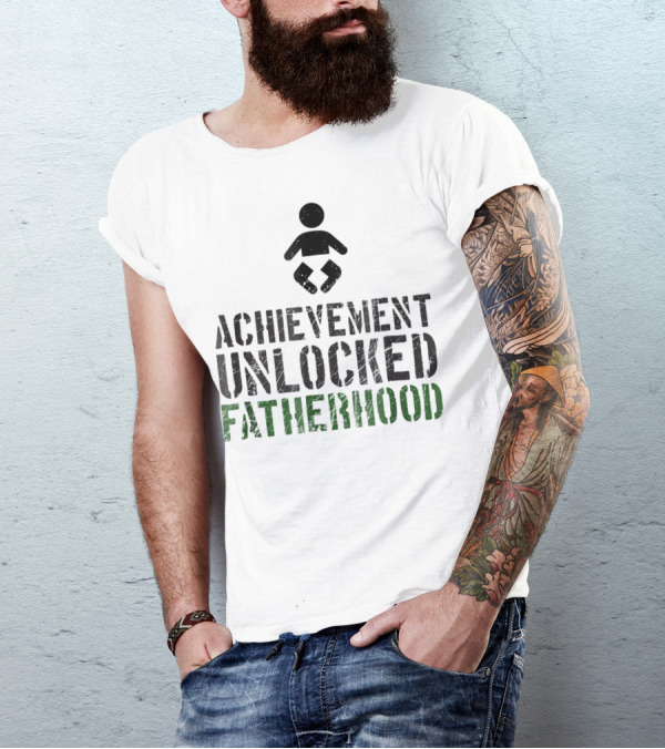Achievement Unlocked Fatherhood Gamer Dad T-Shirt