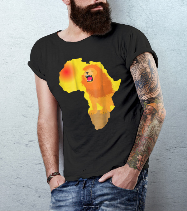 Africa Lion Map Big Five Safari Dad South Animals T-Shirt