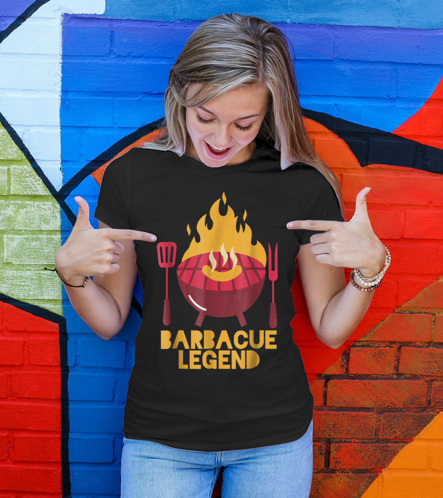 Barbecue Legend Hot BBQ Flaming Grill Grilling Dad62 T-Shirt