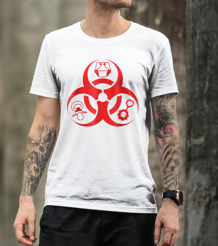 Biohazard Symbol Diaper New Dad Funny First Time Dad Pacifier Rattle T-Shirt
