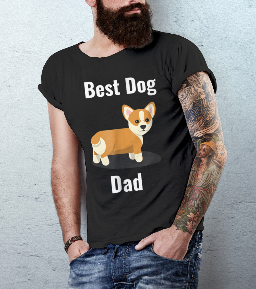 Best Dog Dad Corgi Cartoon T-Shirt