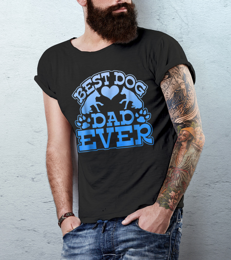 Best Dog Dad Ever Heart Paw Dogs T-Shirt